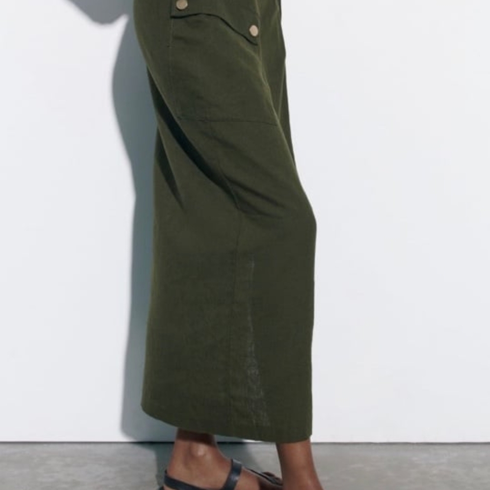 Zara Dark Green Midi Skirt - Picture 4 of 9